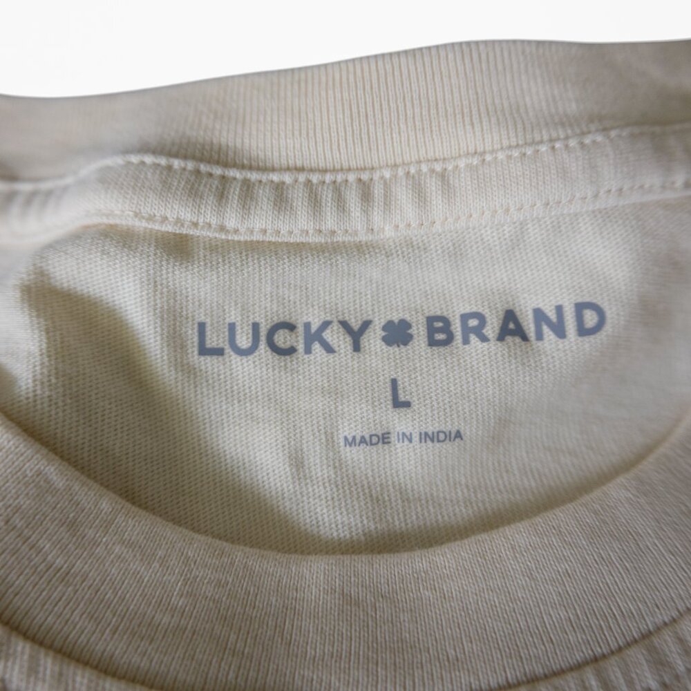 Lucky Brand NWT Retro Style Los Angeles Cream Graphic Unisex T-Shirt - Picture 5 of 9